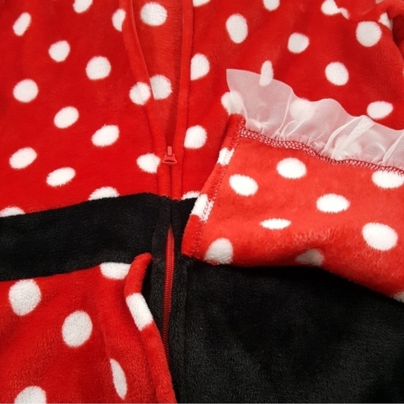 Disney Plush Pajama Comfy Hooded Minnie Mouse Sleepwear Women's Small 4-6 EUC - Picture 7 of 10